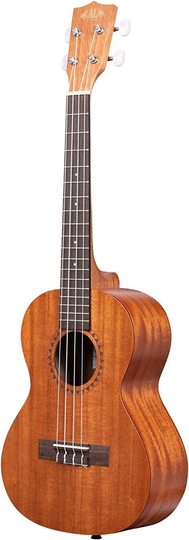Angle. Kala - Kala KA-15T Mahogany Tenor Ukulele Bundle with Gig Bag, Tuner, Strap and Strings.