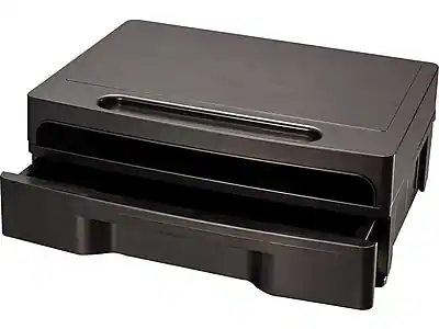 Front. Officemate - 200 Series Executive Monitor Stand, Black - Black.
