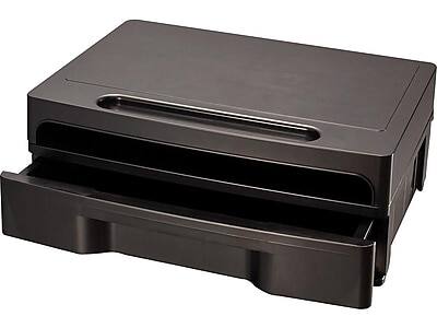 Front. Officemate - 200 Series Executive Monitor Stand, Black - Black.