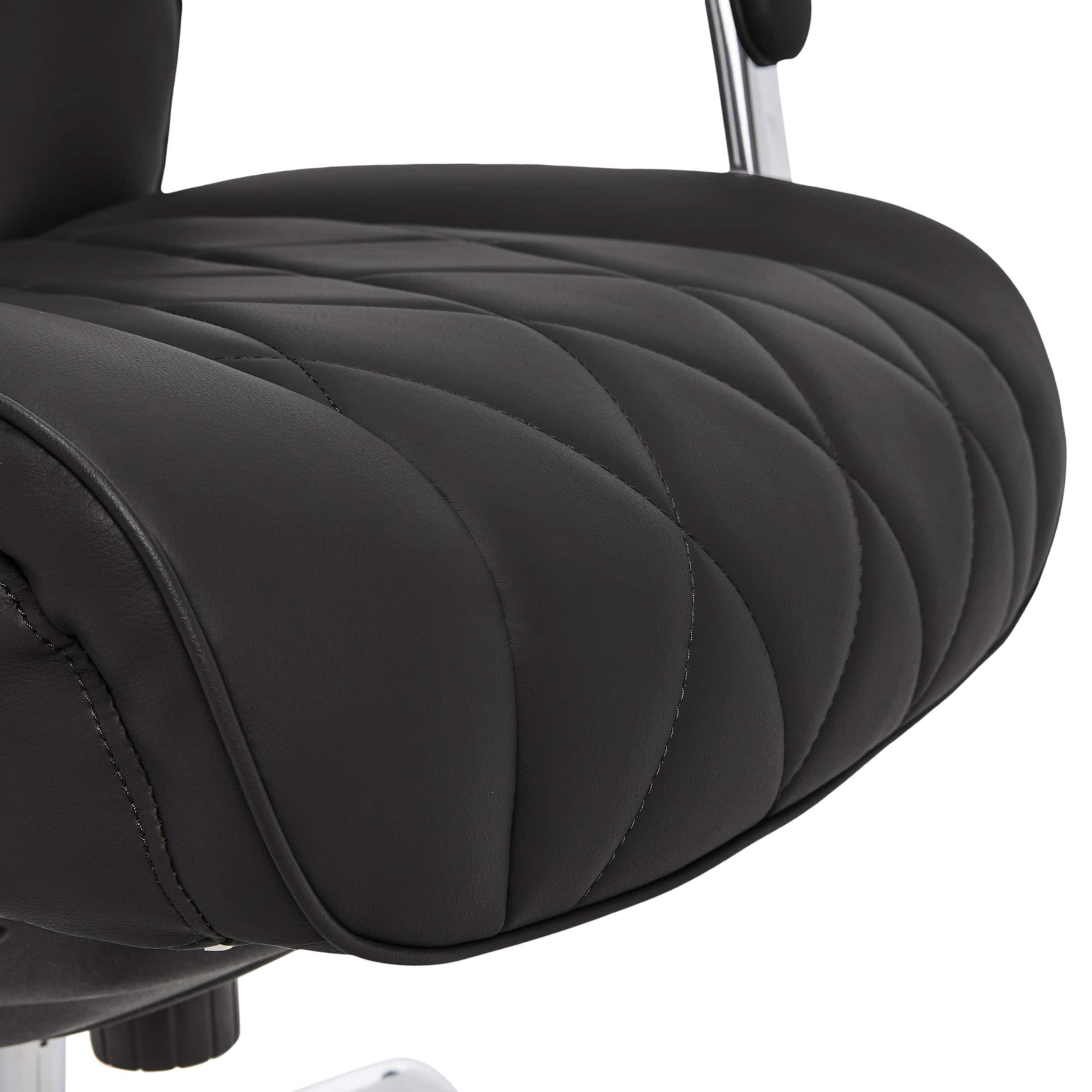 Alt View 18. La-Z-Boy - Comfort and Beauty Sutherland Diamond-Quilted Bonded Leather Office Chair - Midnight Black.