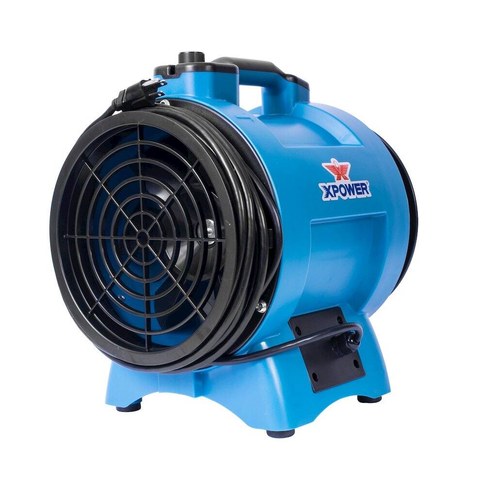 Left. XPOWER - Variable Speed 8" Diameter Industrial Confined Space Ventilator Fan - Blue.