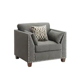 Manhattan Lane - 34 Inch Wide Nailhead Fabric Upholstered Accent Chair - Gray