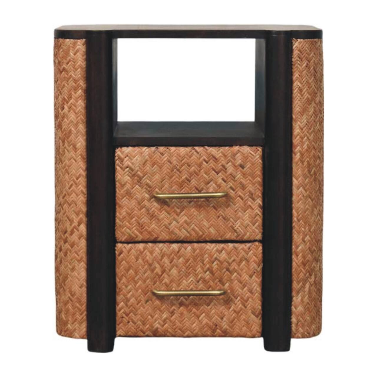 Artisan Furniture - Rattan Curve Edge Nightstand - Dark Brown