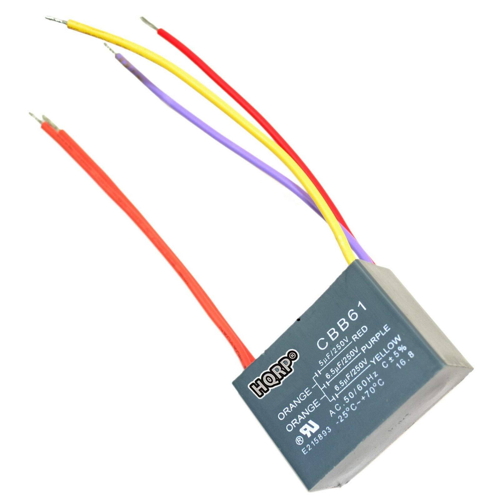 CBB61  
5uF/250V RED PURPLE C5%  
6.5uF/250V YELLOW  
HQRPO  
ORANGE  
AC 50/60Hz -25°C to +70°C  
E215893  
E2