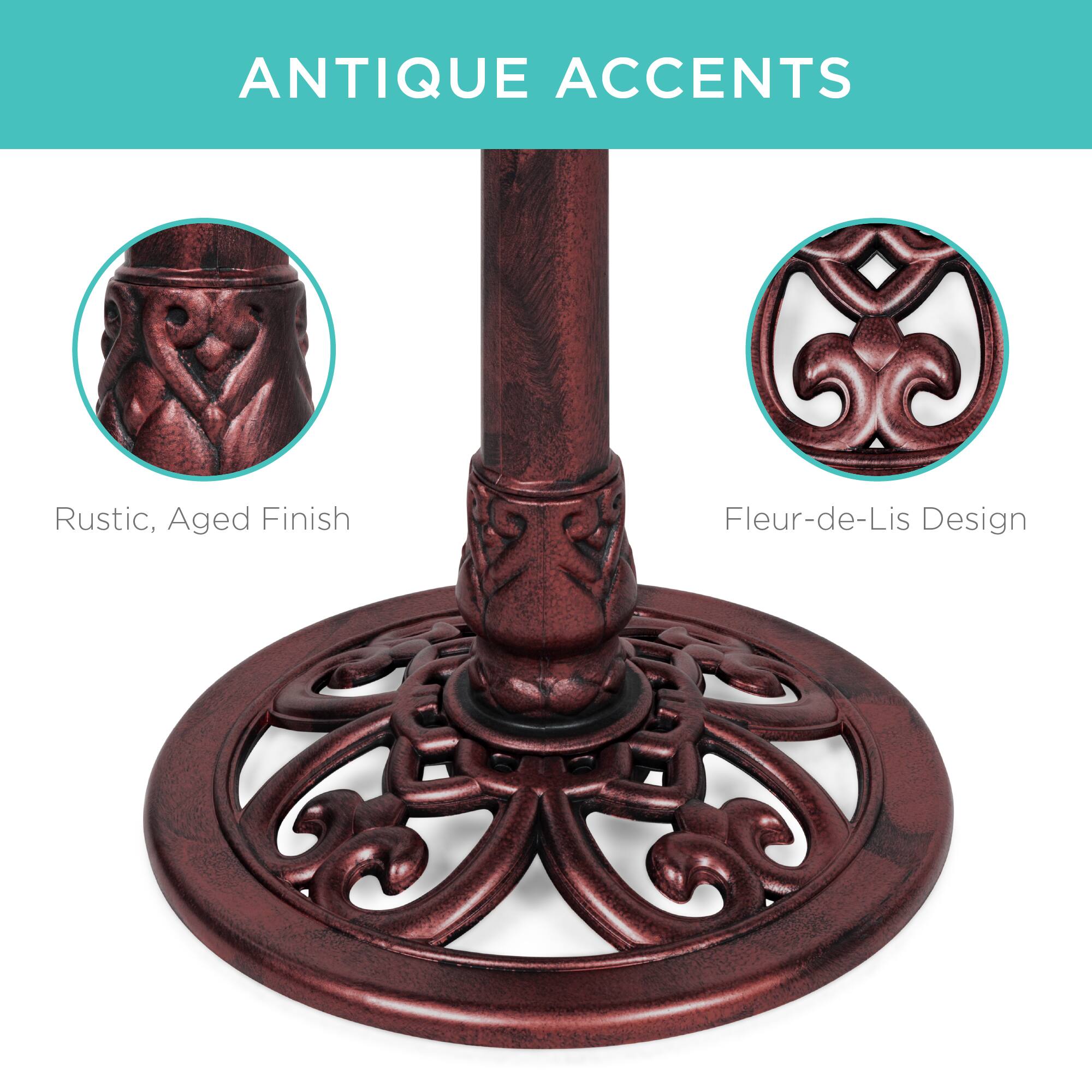 ANTIQUE ACCENTS

Rustic, Aged Finish

Fleur-de-Lis Design