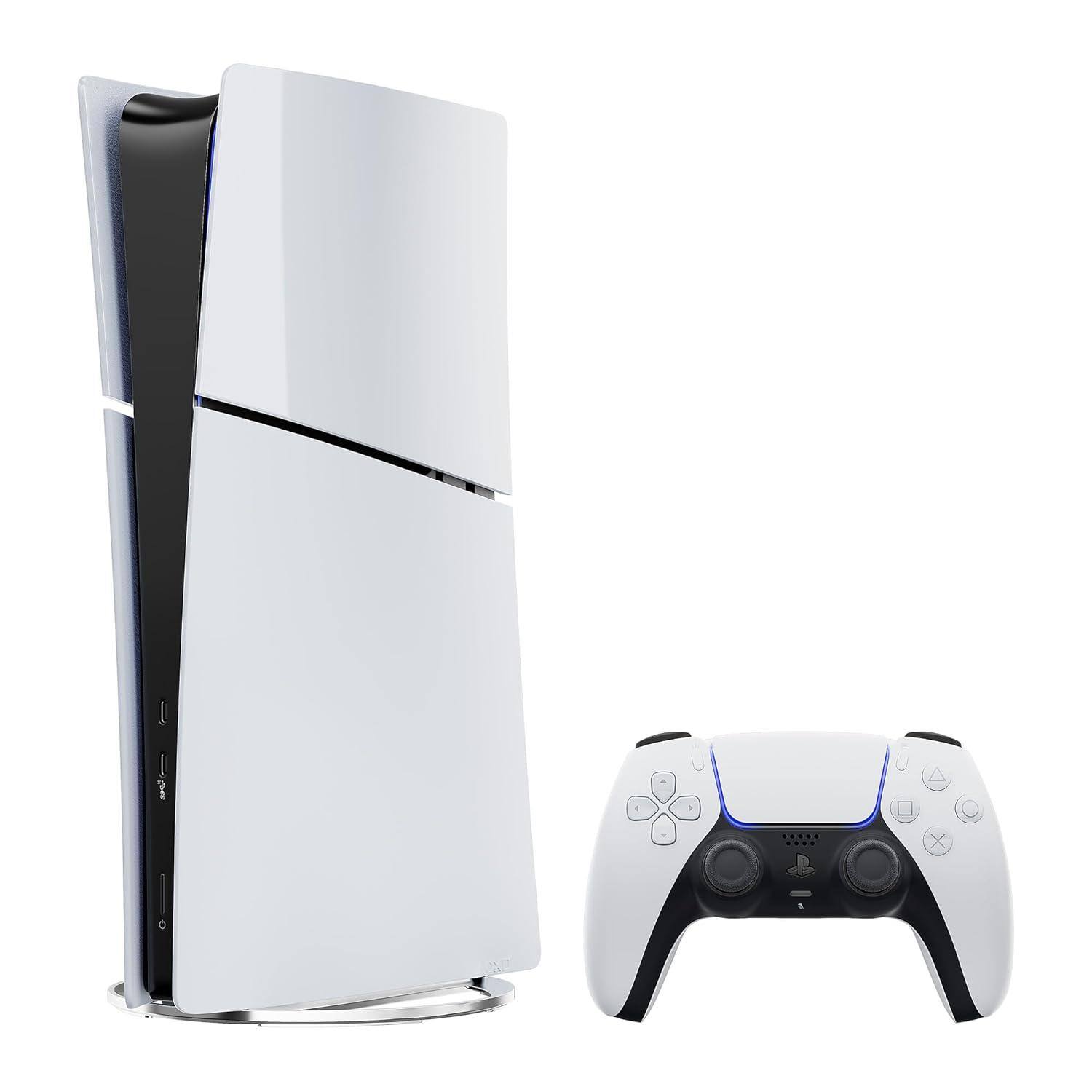 Left. Sony - Sony PS5 Digital Edition Console Bundle & Volcanic Red DualSense - White+Red.