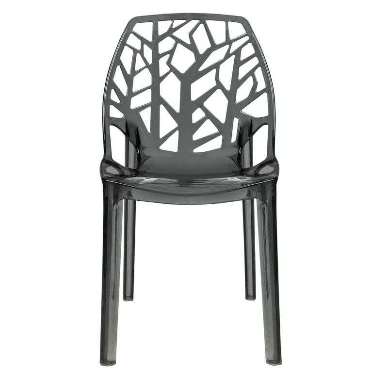 Back. LeisureMod - Cornelia Modern Stackable Accent Dining Chair with Cut Out Backrest Design for Dining Rooms or Patios - Transparent Black.
