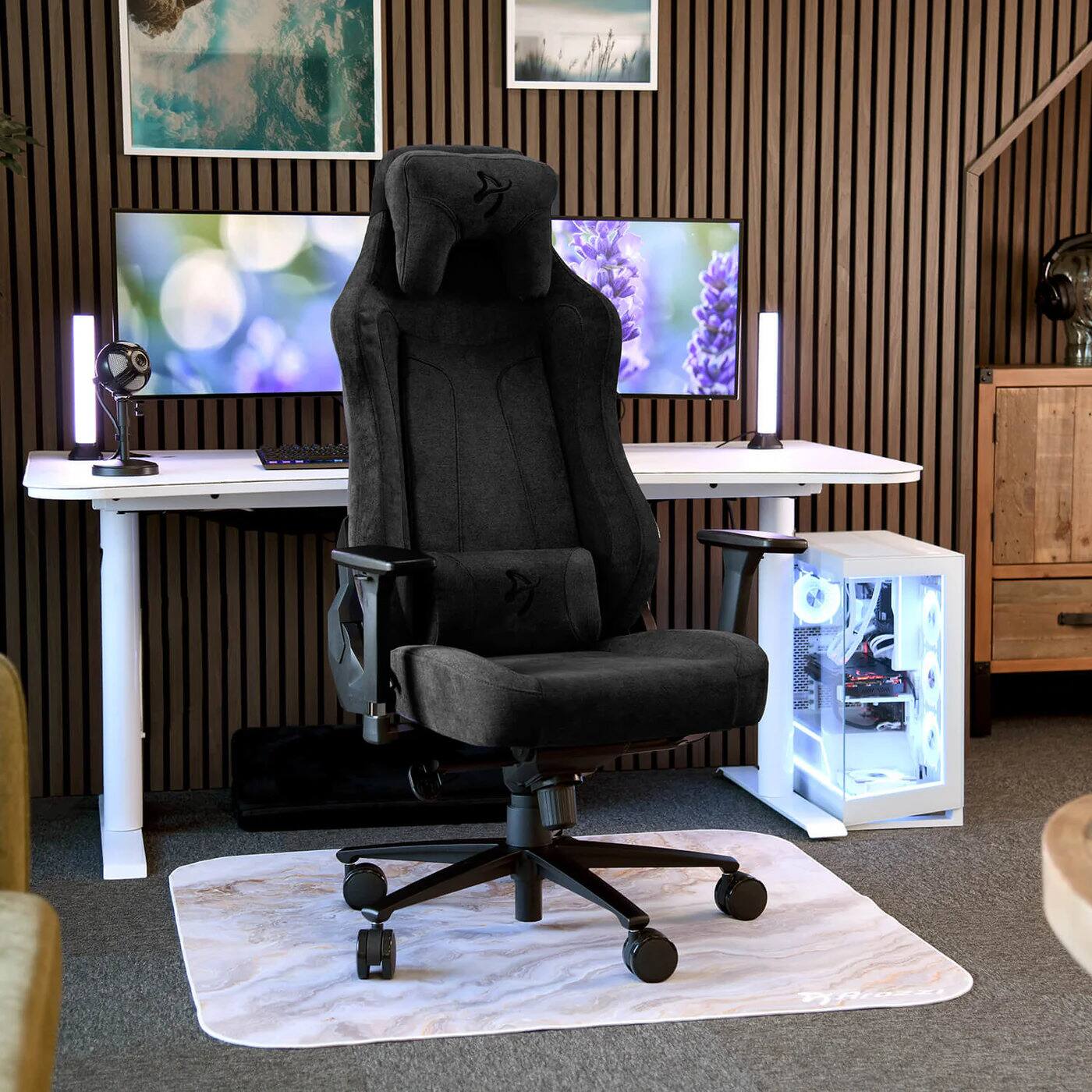 Angle. Arozzi - Vernazza Premium Soft Fabric Ergonomic Office/Gaming Chair - Pure Black.