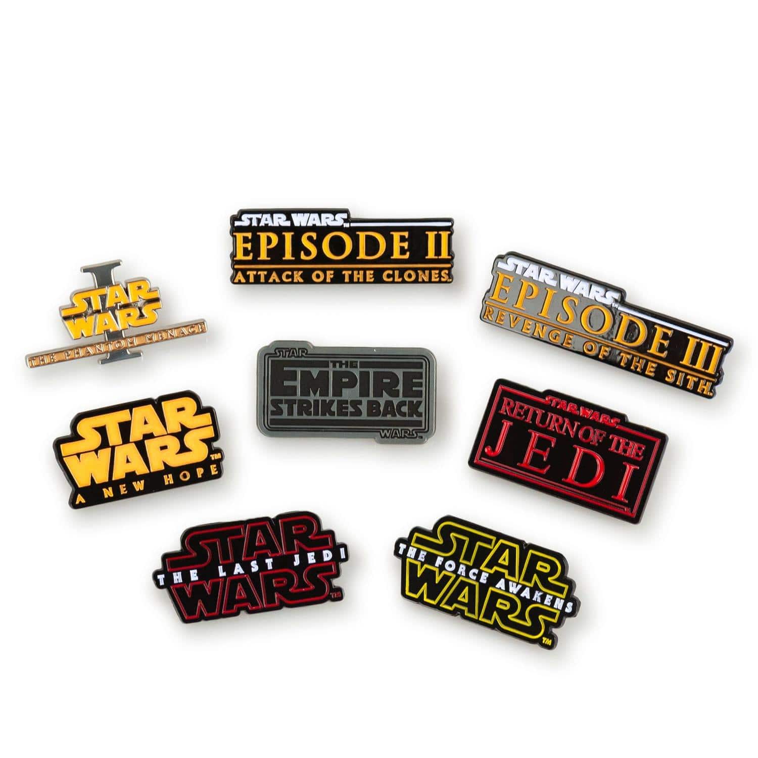 SalesOne LLC - Star Wars Movie Title Pin Collection | Exclusive Poster Title Pin From Each Film - Multi-Color