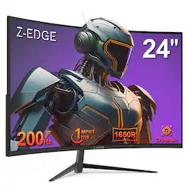 Z-Edge - 24" 1080P Full HD 200Hz 1ms Ultra Thin Frame Curved Gaming Monitor, FreeSync Compatible, HDMI, DP - Black