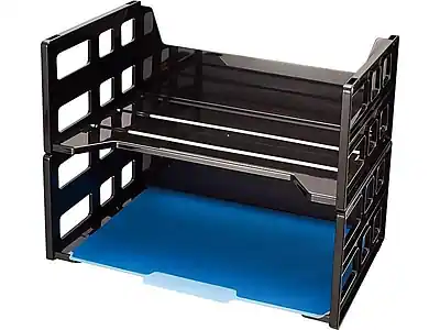 Front. Officemate - Side Loading Letter Trays Plastic, 2/Pack - Black.