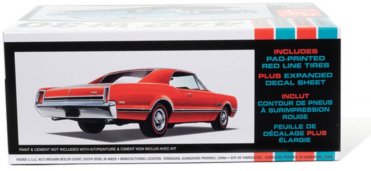 INCLUDES PAD-PRINTED RED LINE TIRES PLUS EXPANDED DECAL SHEET  
PAINT & CEMENT NOT INCLUDED WITH KIT / PEINTURE & CIMENT NON INCLUS AVEC KIT  
INCLUT CONTOUR DE PNEUS À SURIMPRESSION ROUGE FEUILLE DE DÉCALAGE PLUS ÉLARGIE  

GUANGDONG PROVINCE, CHINA / SITE DE FABRICATION DONGGUAN PROVINCE DE GOANGDONG CHINE  

ROUND 2, LLC  
4073 MEGHAN BEELER COURT, SOUTH BEND IN 46628  
MANUFACTURING LOCATION: DONGGUAN, GUANGDONG PROVINCE, CHINA