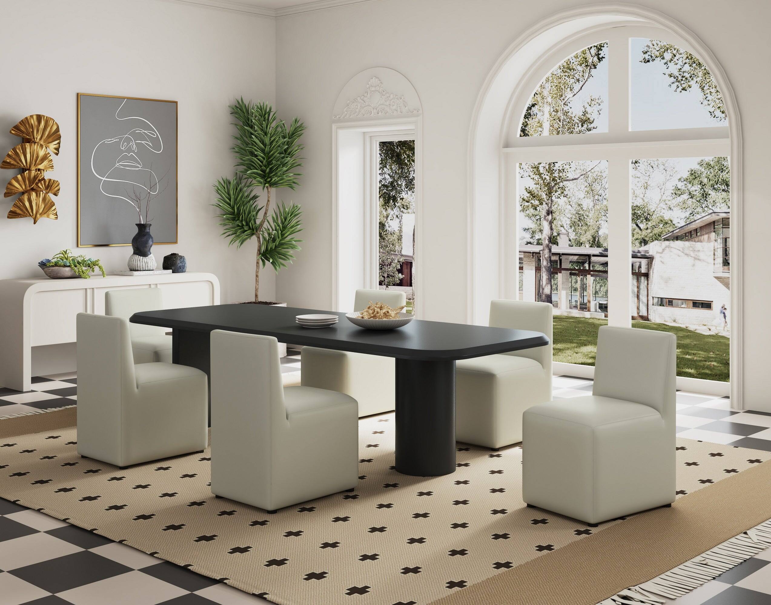 Angle. Manhattan Comfort - Anna Square Modern Vegan Leather Dining Chair - Stone Gray.