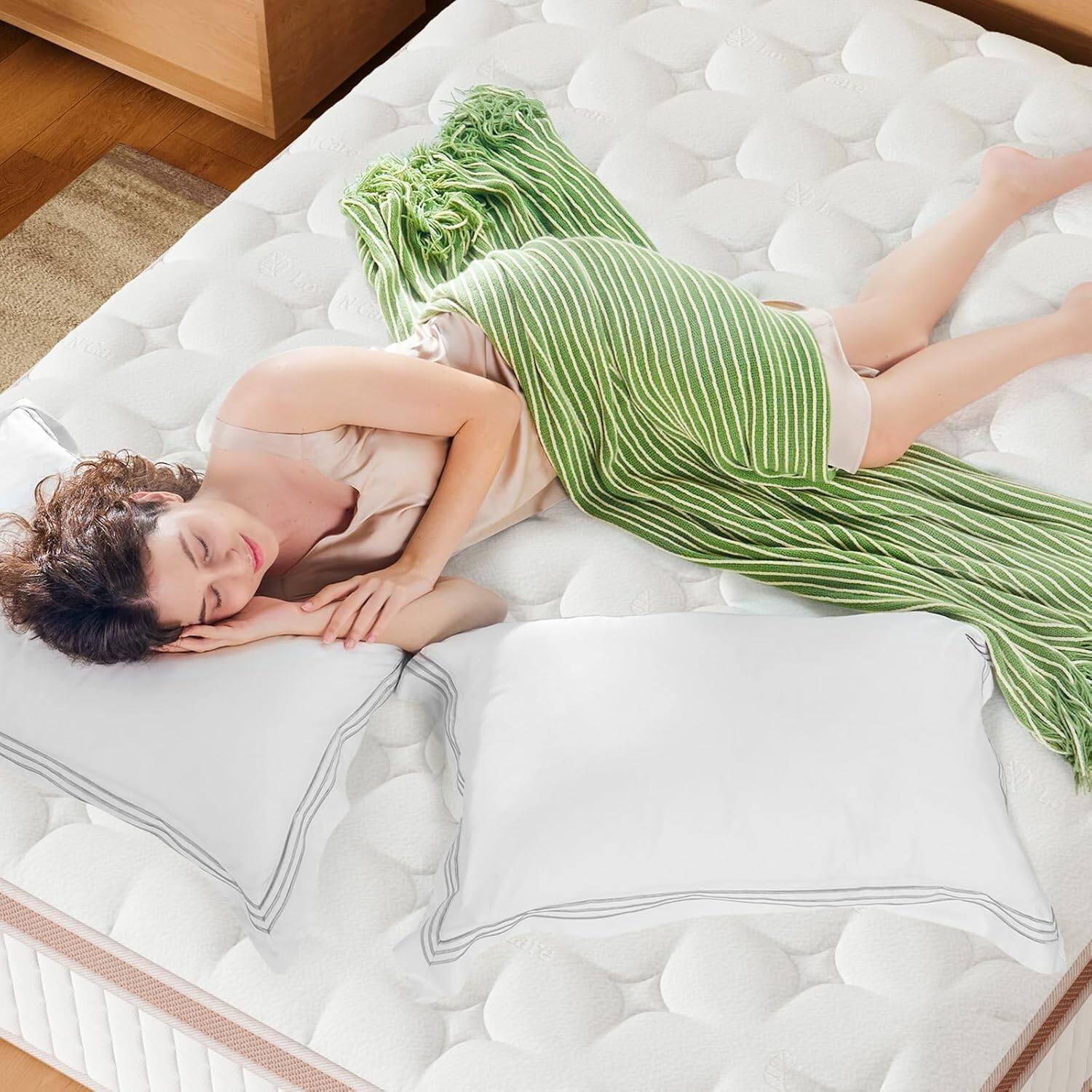 Alt View 7. Ecooso - 12" Full Firm Hybrid Mattress, Gel Memory Foam + Pocket Coils, Pressure Relief, Motion Isolation - White.