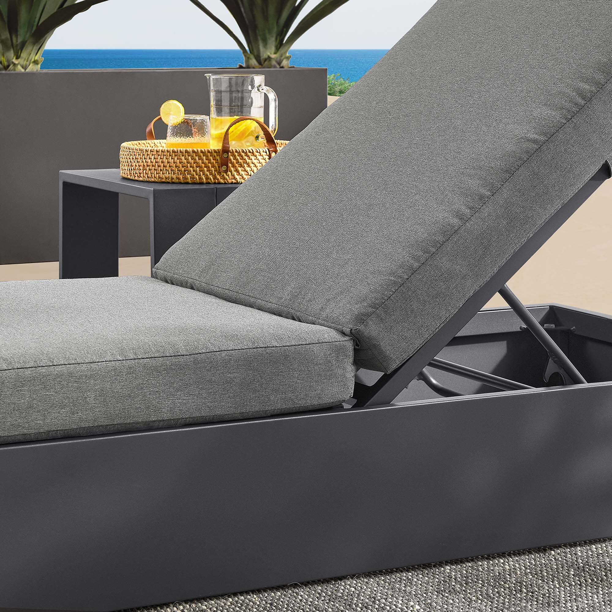 Alt View 2. Modway - Tahoe Outdoor Patio Powder-Coated Aluminum Chaise Lounge Chair by Modway - Gray Charcoal.