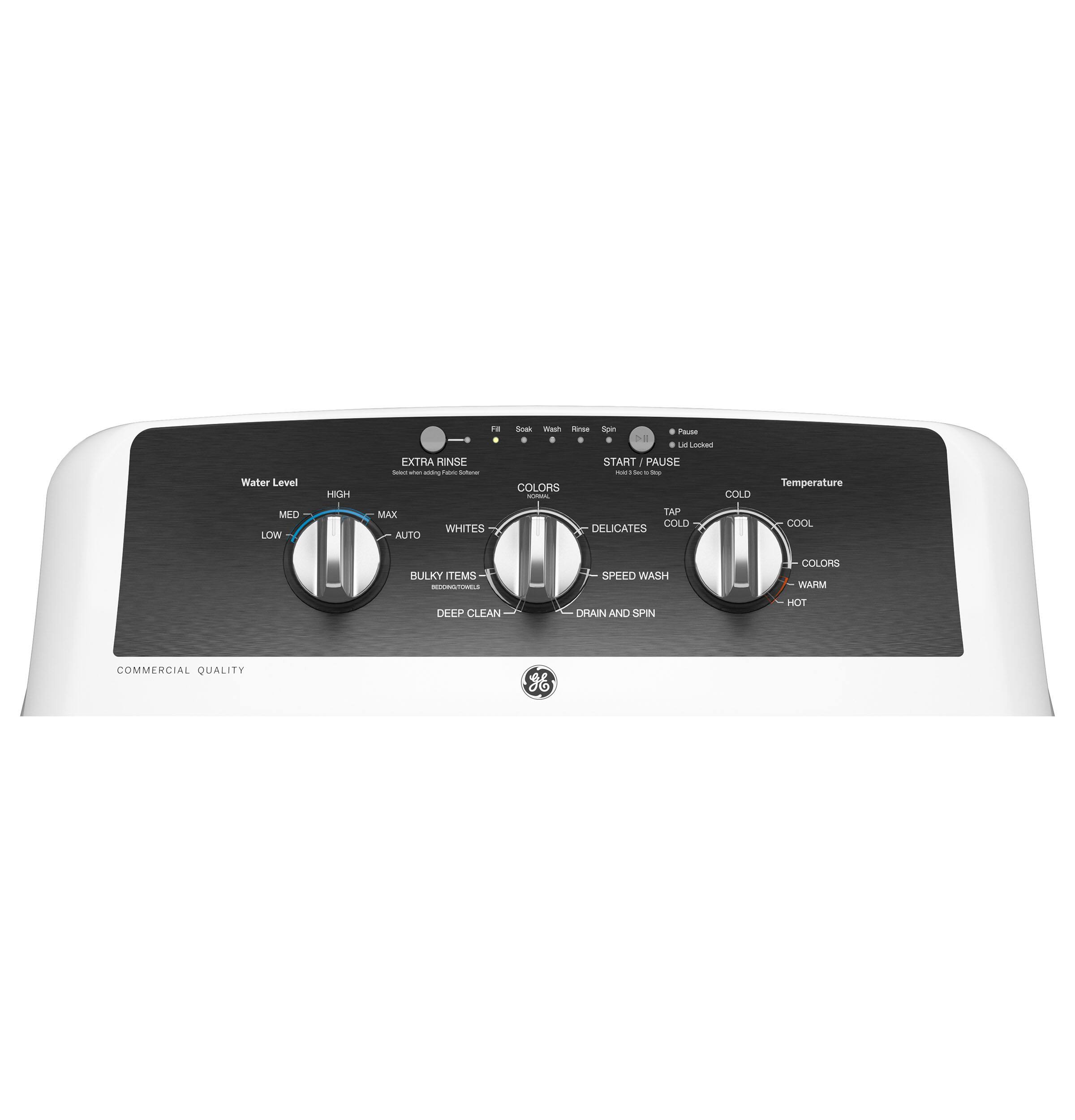 GE GE - 4.3 Cu. Ft. High-Efficiency Top Load Washer with 5 Year Limited Parts and Labor Warranty - White with Black Stainless Steel 4