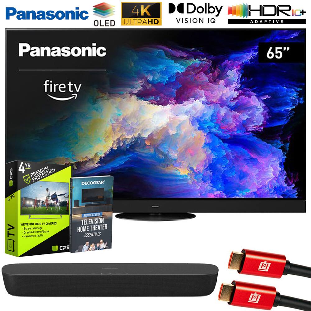 Panasonic 4K OLED ULTRAHD VISION IQ HDR 1C+ ADAPTIVE  
Panasonic 65" firetv tv  
CPS 4YR PREMIUM PROTECTION  
DECOCZAR TELEVISION HOME THEATER ESSENTIALS  
WE'VE GOT YOUR TV COVERED!  
- Screen damage  
- Cracked frame/drops  
- Hardware faults  
CPS 1 1