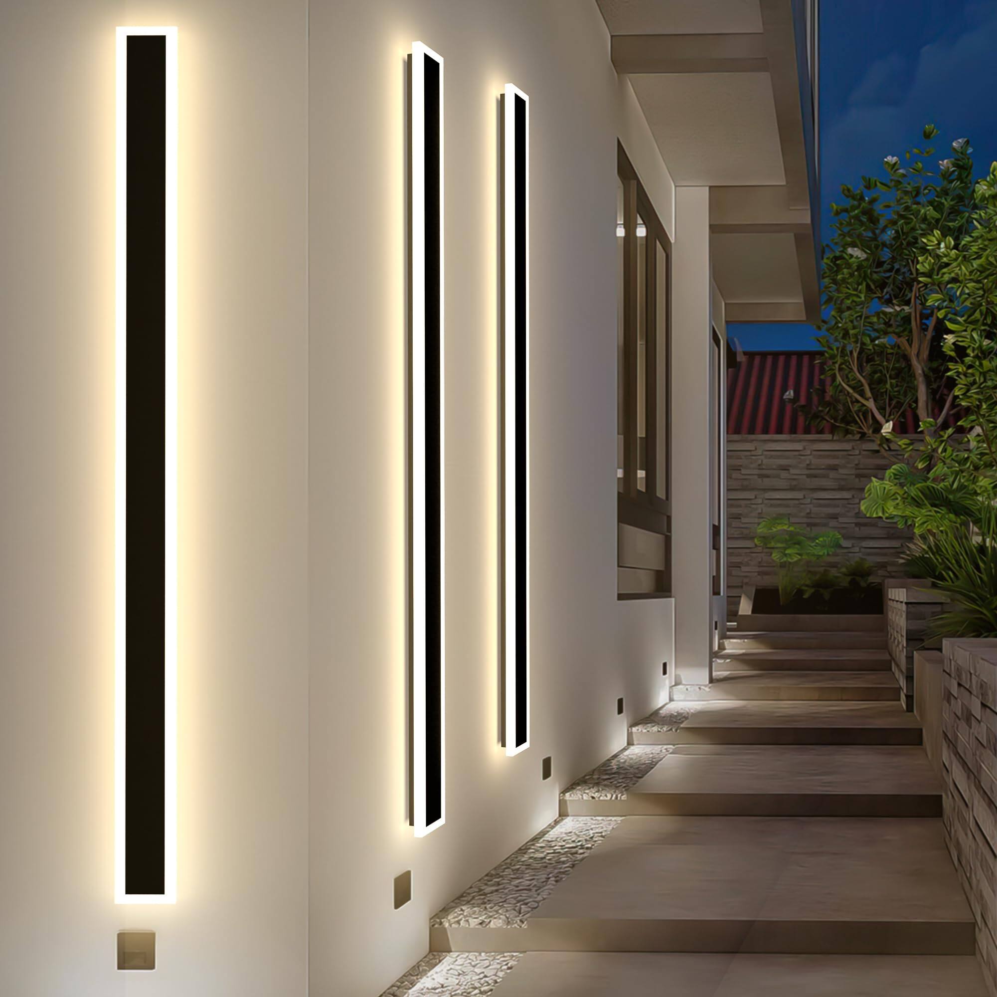 Angle. Lamp Depot - Set of 2 RGBW Rectangle Wall Lights - Black.