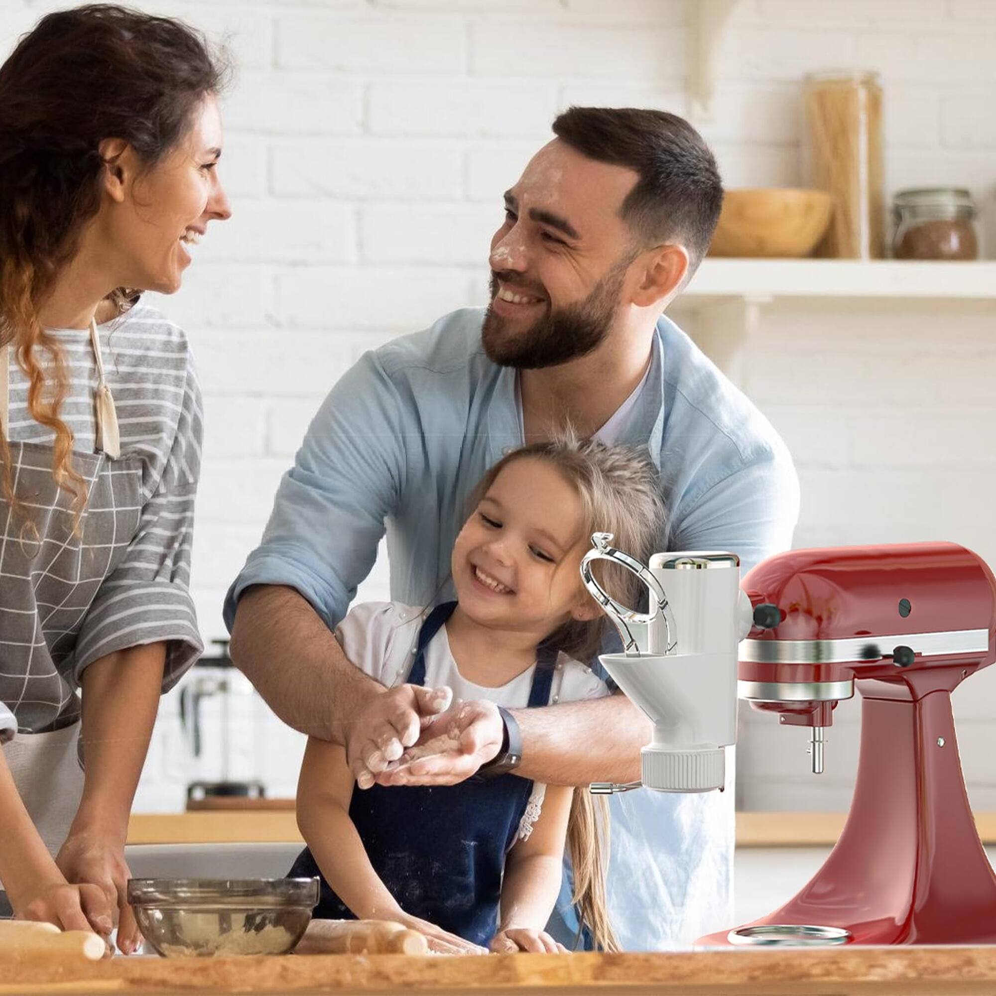 Alt View 1. Gvode - GVODE 7-in-1 Pasta Attachment for 7 Pasta Shapes, Compatible with KitchenAid® Stand Mixers, Cookie Disc & Brush - White.