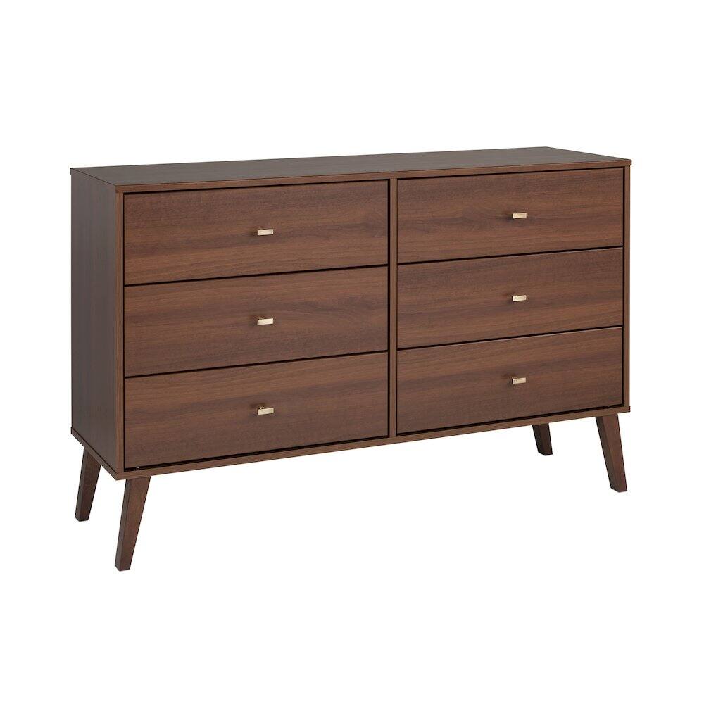 Angle. Prepac - Milo 6-drawer Dresser, Cherry - Cherry.