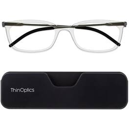 ThinOptics - Connect Reading Glasses with Black Full Frame Pod - +3.00 - Clear