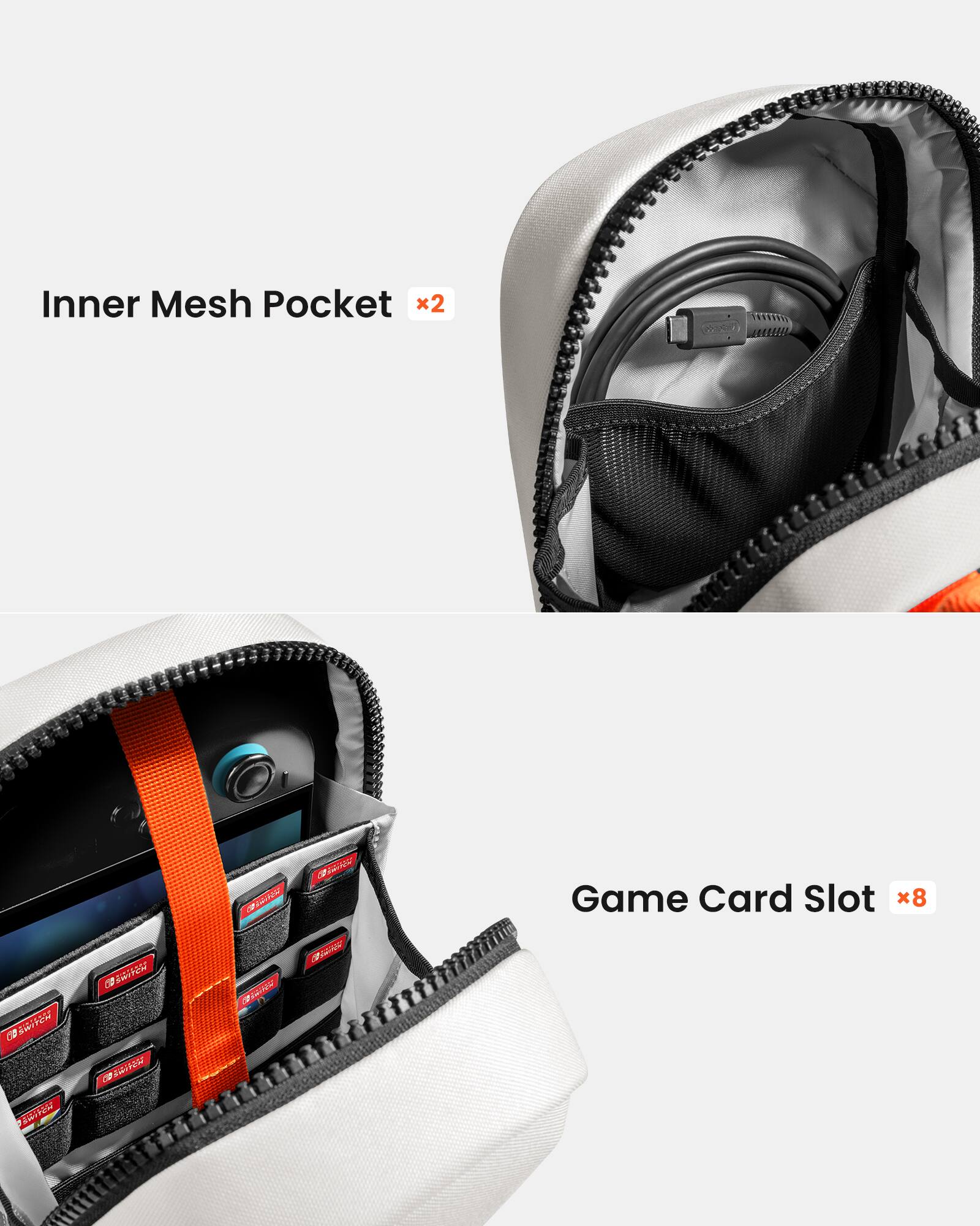 Inner Mesh Pocket x2 CO t  FEW - CO nothing_ot O i CANS a RE Cidins Game Card Slot x8