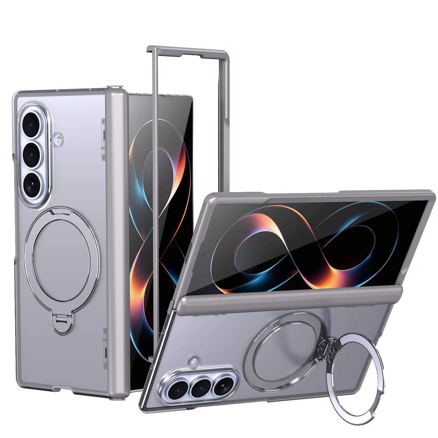 Dteck - Magnetic Case for Samsung Galaxy Z Fold8 Ultra with Ring Stand, Frosted Shockproof Auto Spring Hinge Protective Cover - Gray price history on PriceWatchPro