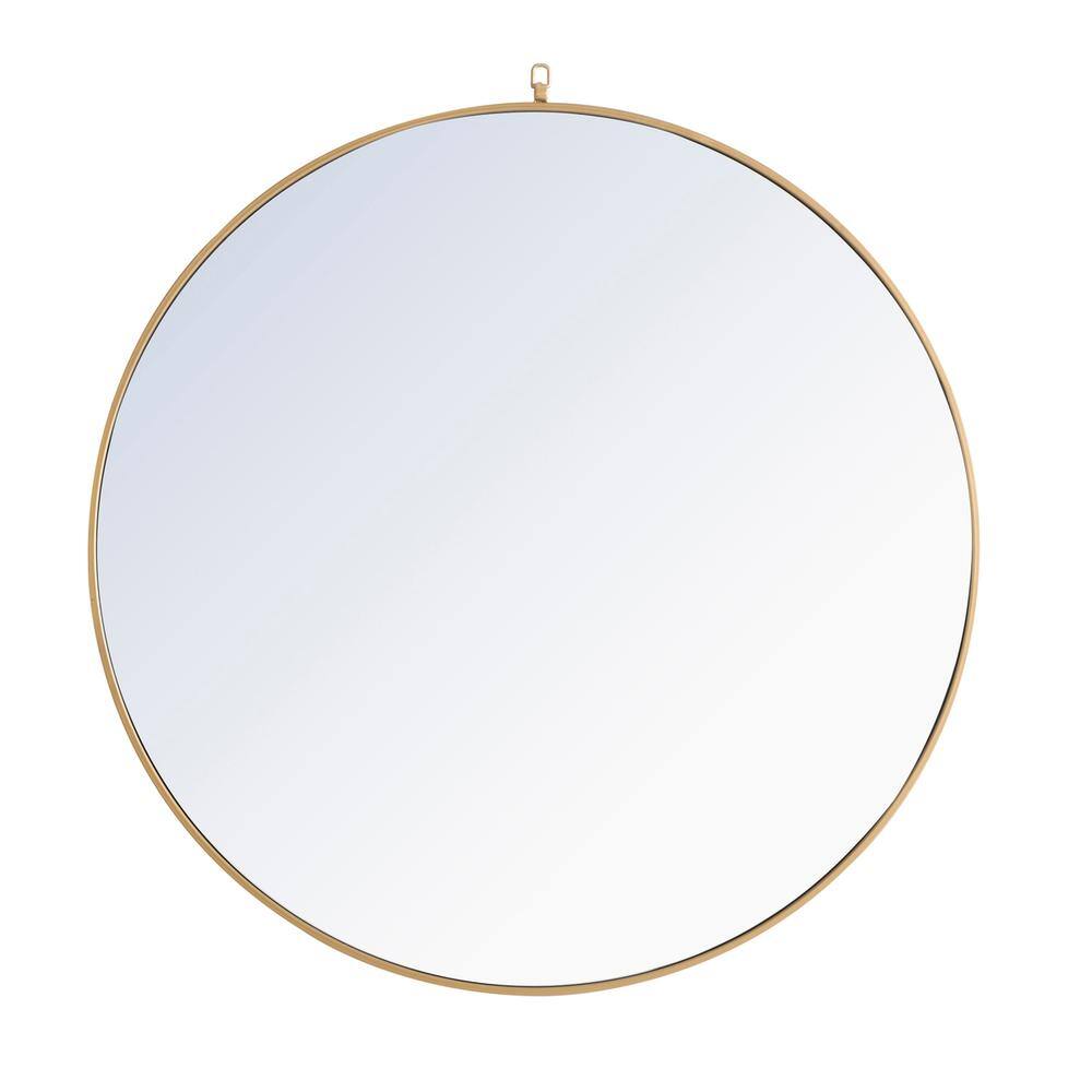 Alt View 4. Elegant Decor - Metal frame Round Mirror with decorative hook 48 inch Brass finish - Brass.