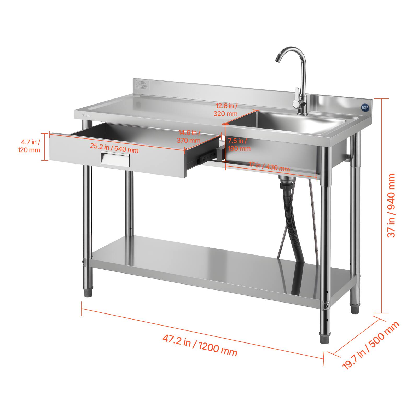 Sure, here is the corrected and grouped text from the image:

- **COIR**
  - 12.6 in / 320 mm
  - 4.7 in / 120 mm
  - 25.2 in / 640 mm
  - 14.6 in / 370 mm
  - 7.5 in / 190 mm
  - 17 in / 430 mm
  - 47.2 in / 1200 mm
  - 19.7 in / 500 mm
  - 37 in / 940 mm

- **Dimensions:**
  - 4.7 in / 120 mm
  - 12.6 in / 320 mm
  - 25.2 in / 640 mm
  - 14.6 in / 370 mm
  - 7.5 in / 190 mm
  - 17 in / 430 mm
  - 47.2 in / 1200 mm
 