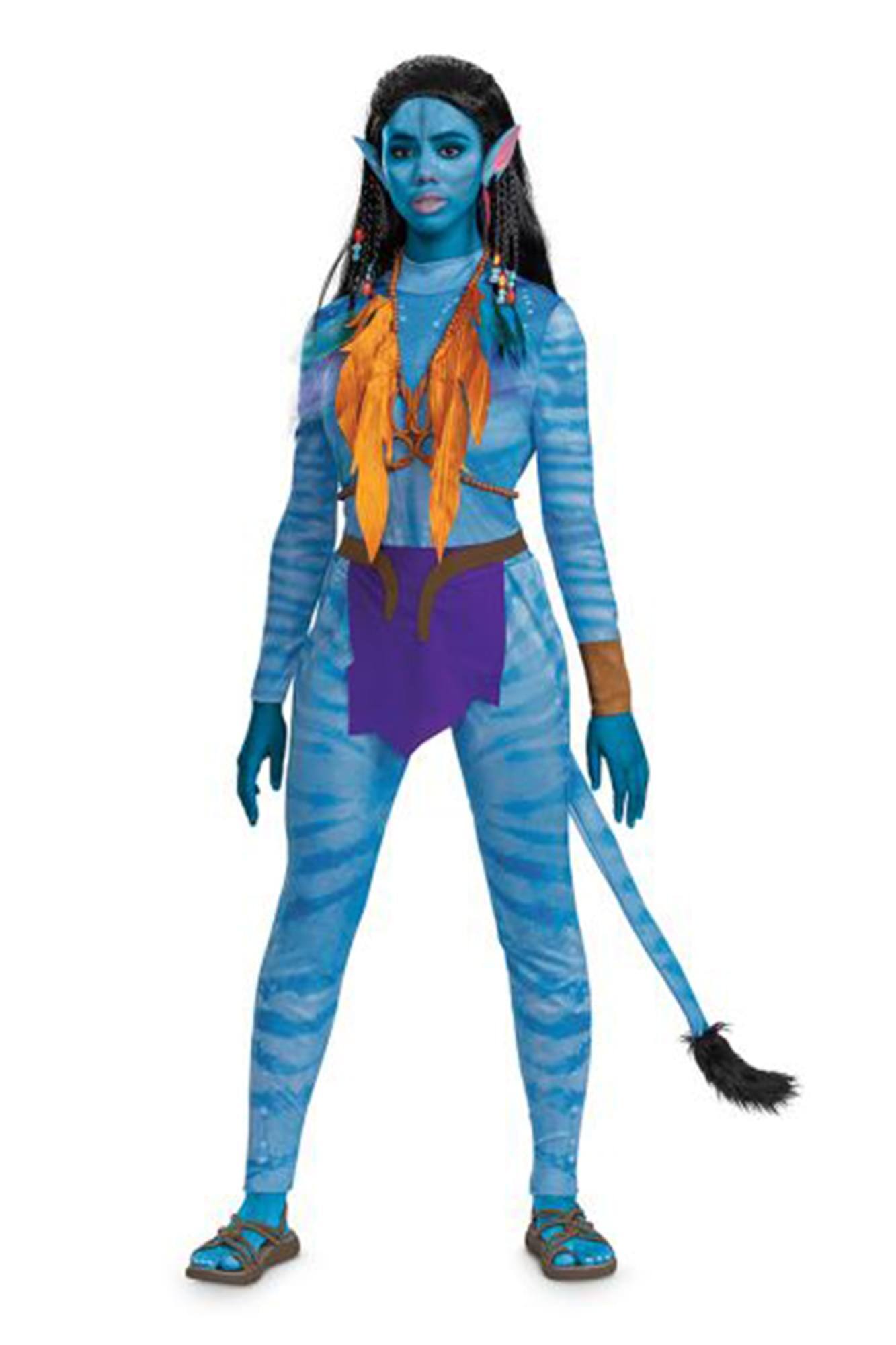 Front. Disguise - Avatar 2 Neytiri Deluxe Adult Costume | Medium (8-10) - Blue.