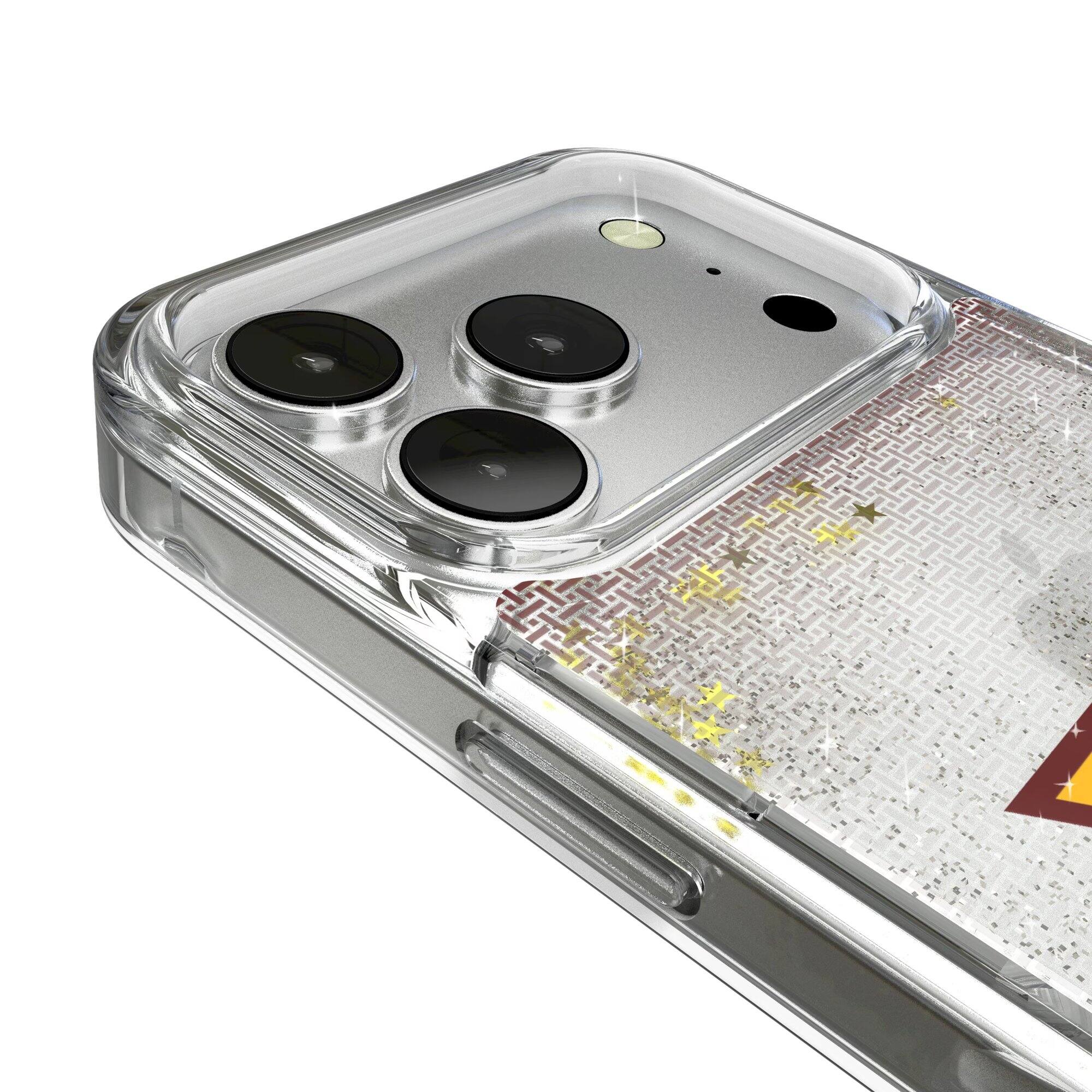 Alt View 2. Keyscaper - Washington Commanders Linen Logo iPhone Glitter Case - 14 Pro - Multicolor.