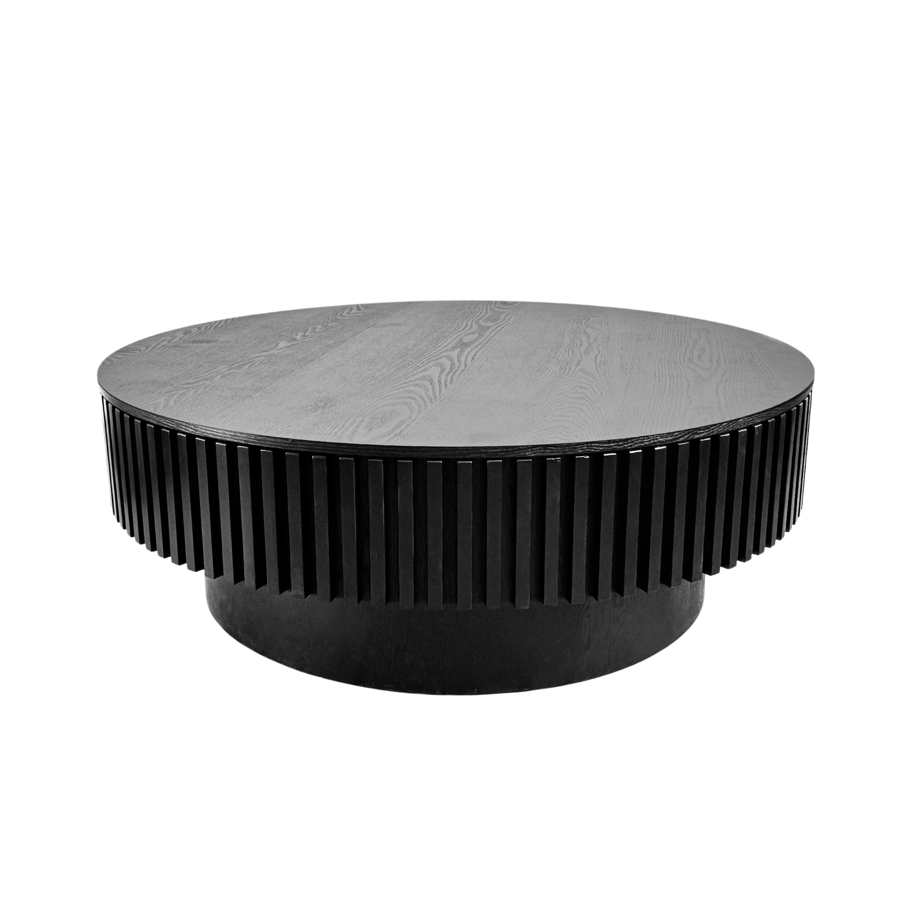 Alt View 2. Loheer - Loheer 39 Inch Black Round Coffee Table with Storage Solid Wood Veneer Modern Accent Tea Table - Black.