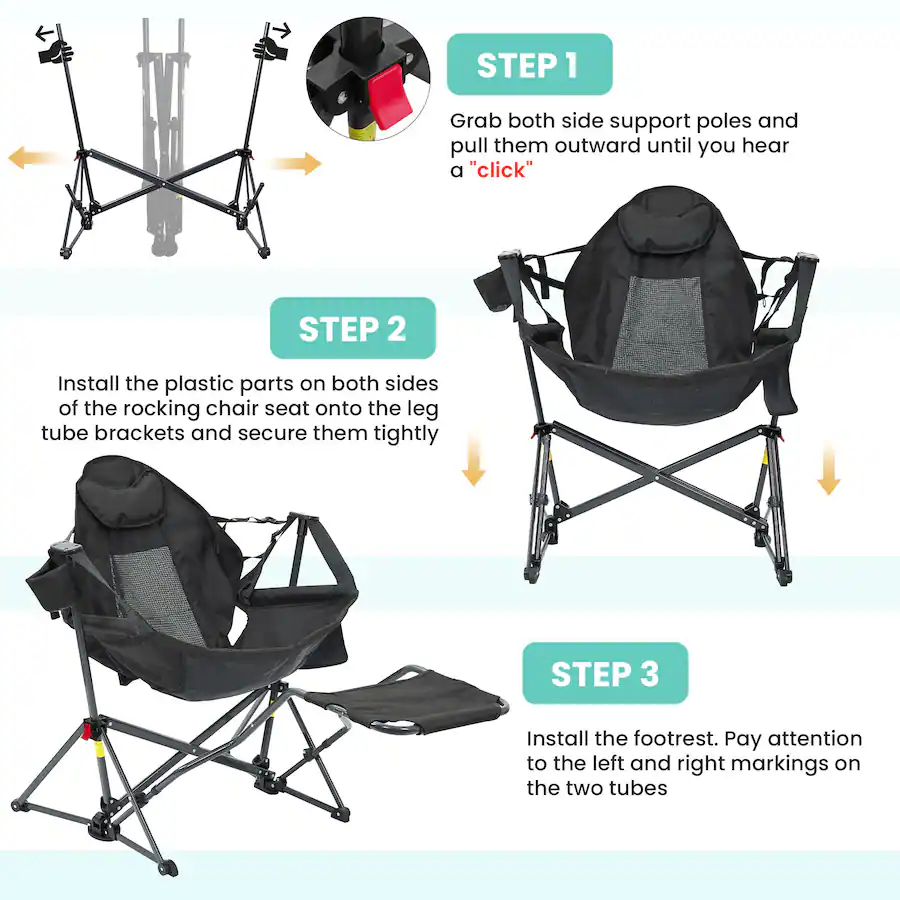 Ainfox Hammock Camping Chair with Pedal and Mesh Seat For Outside ...