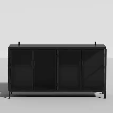 Front. Famapy - Famapy Modern Glass - Door Display Cabinet with Adjustable Lighting - Black.