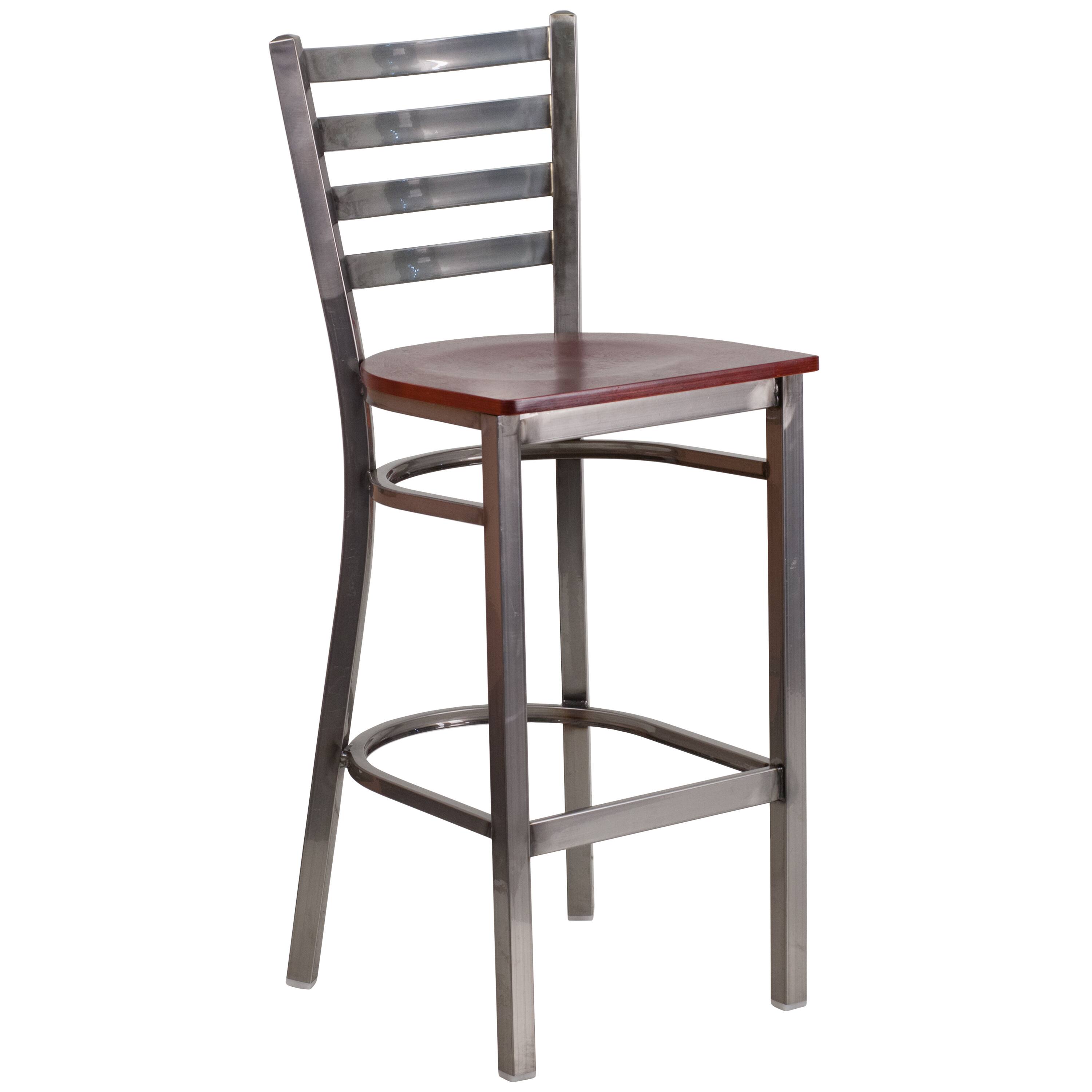 Mahogany Wood Seat/Clear Coated Metal Frame