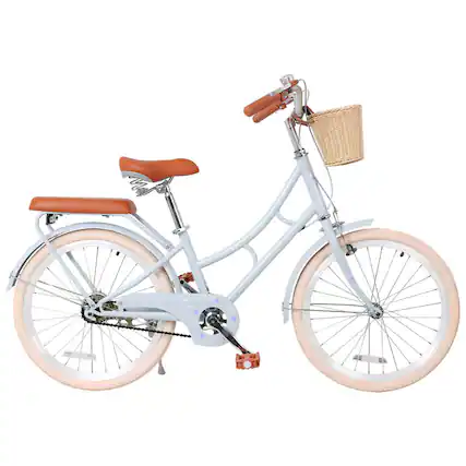 Front. HTUTWOO - Beach Cruiser Bike -22" Commuter Bicycle with Front Basket,High Carbon Steel Frame, Comfortable City Bike,Outdoor Riding - Blue.
