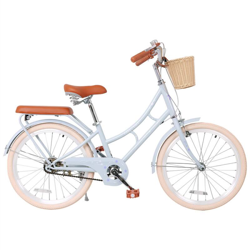 Front. HTUTWOO - Beach Cruiser Bike -22" Commuter Bicycle with Front Basket,High Carbon Steel Frame, Comfortable City Bike,Outdoor Riding - Blue.