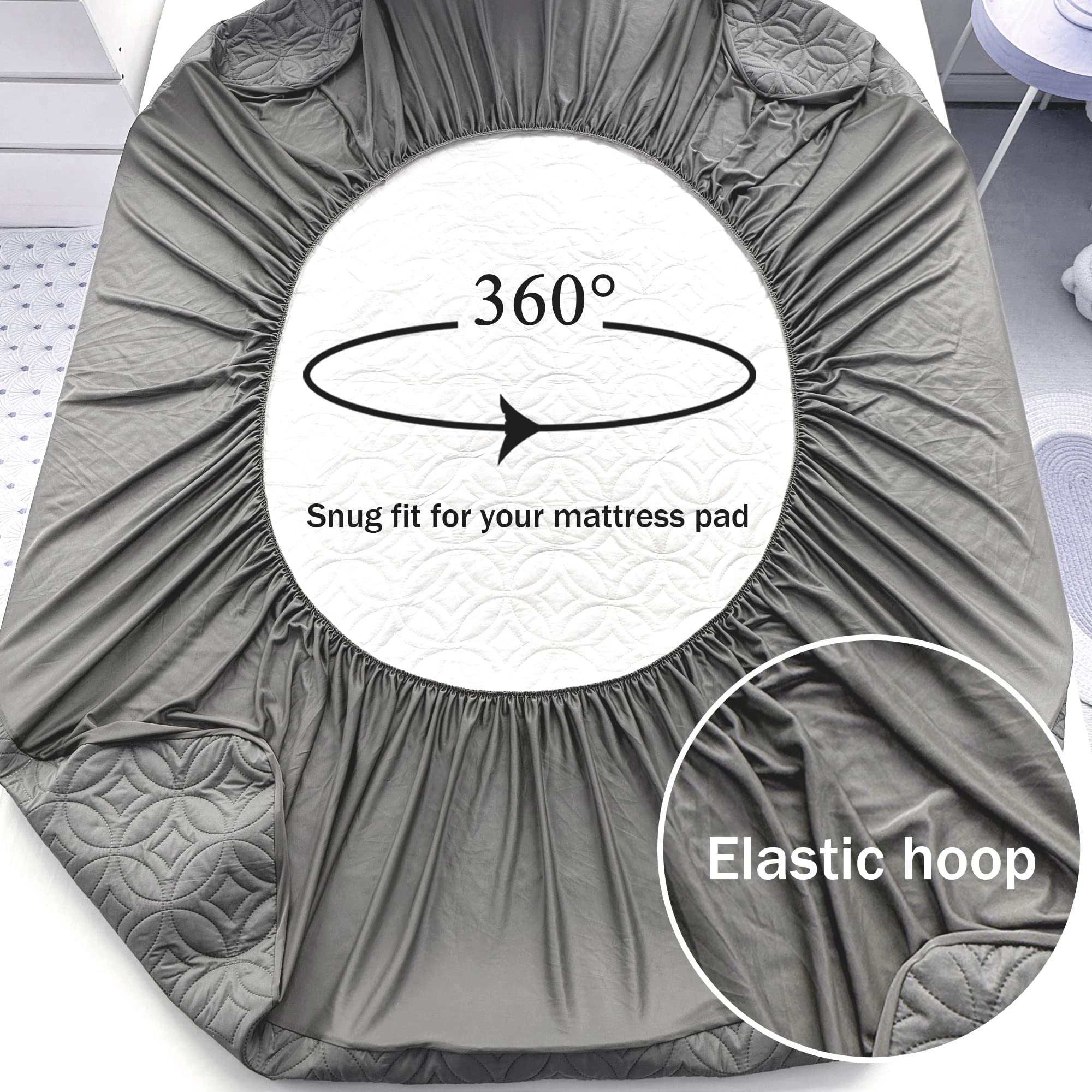 360°  
Snug fit for your mattress pad  

Elastic hoop