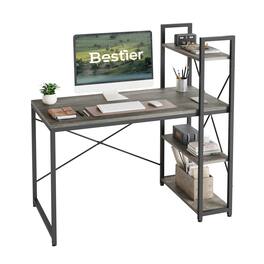 Bestier - 47" Small Computer Desk with Shelves for Home Office - Gray