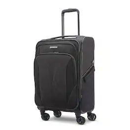 American Tourister - Refurbished Excellent - PHENOM SOFTSIDE CARRY ON SPINNER SUITCASE - Black