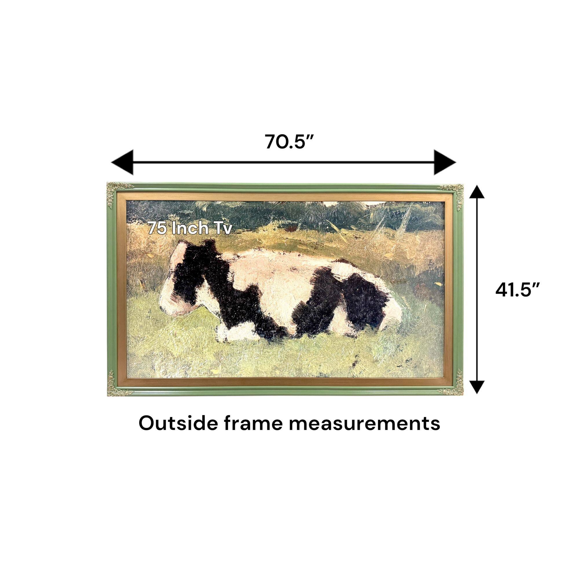 70.5" x 41.5" Outside frame measurements  
75 Inch Tv