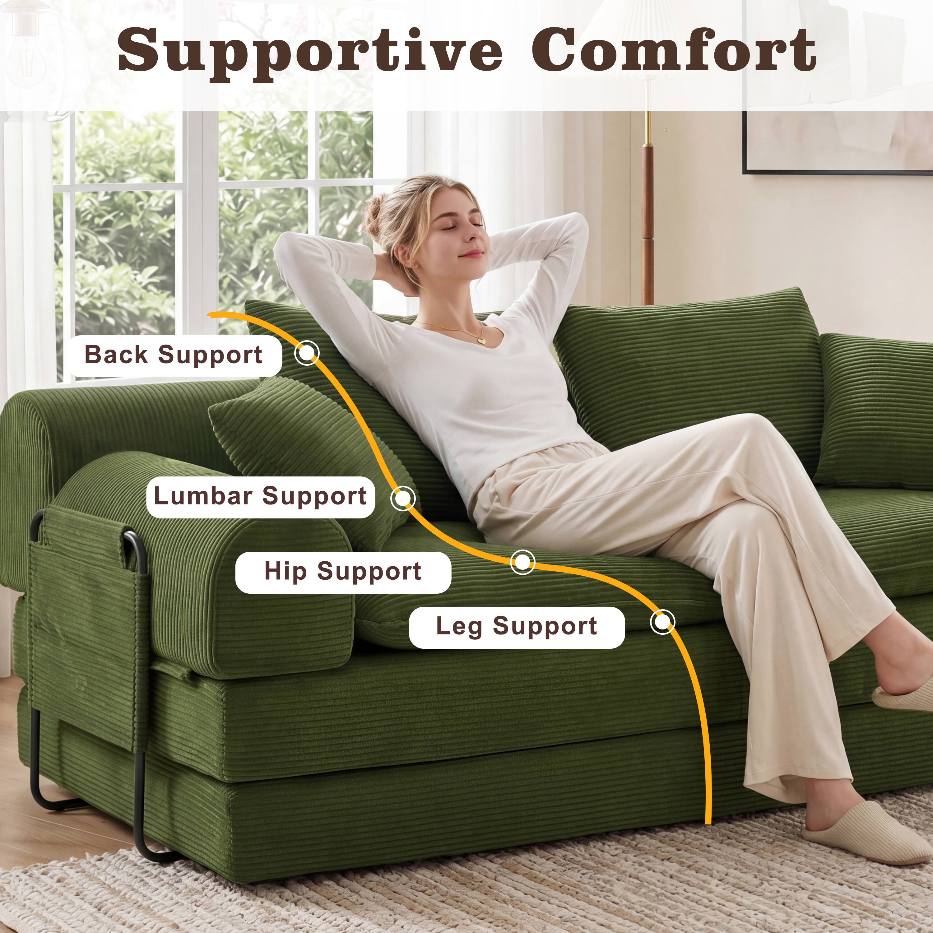 Supportive Comfort  
Back Support  
Lumbar Support  
Hip Support  
Leg Support