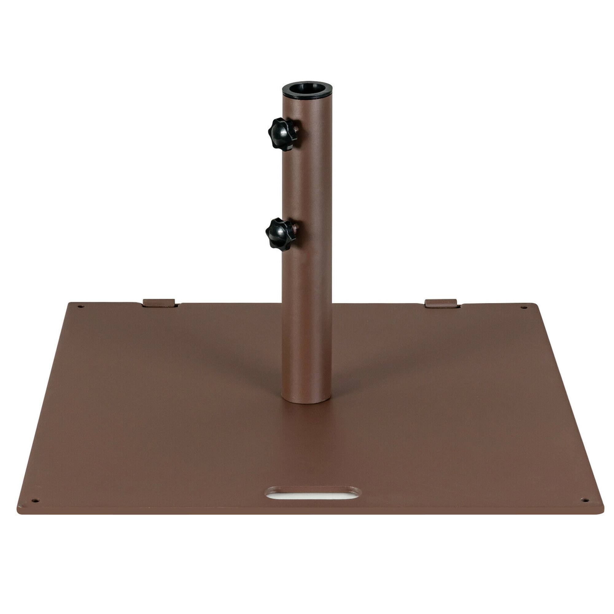 Front. Gymax - Gymax 50 LBS Patio Umbrella Base Stand 24'' Outdoor Square Market Handle Wheel - Brown.