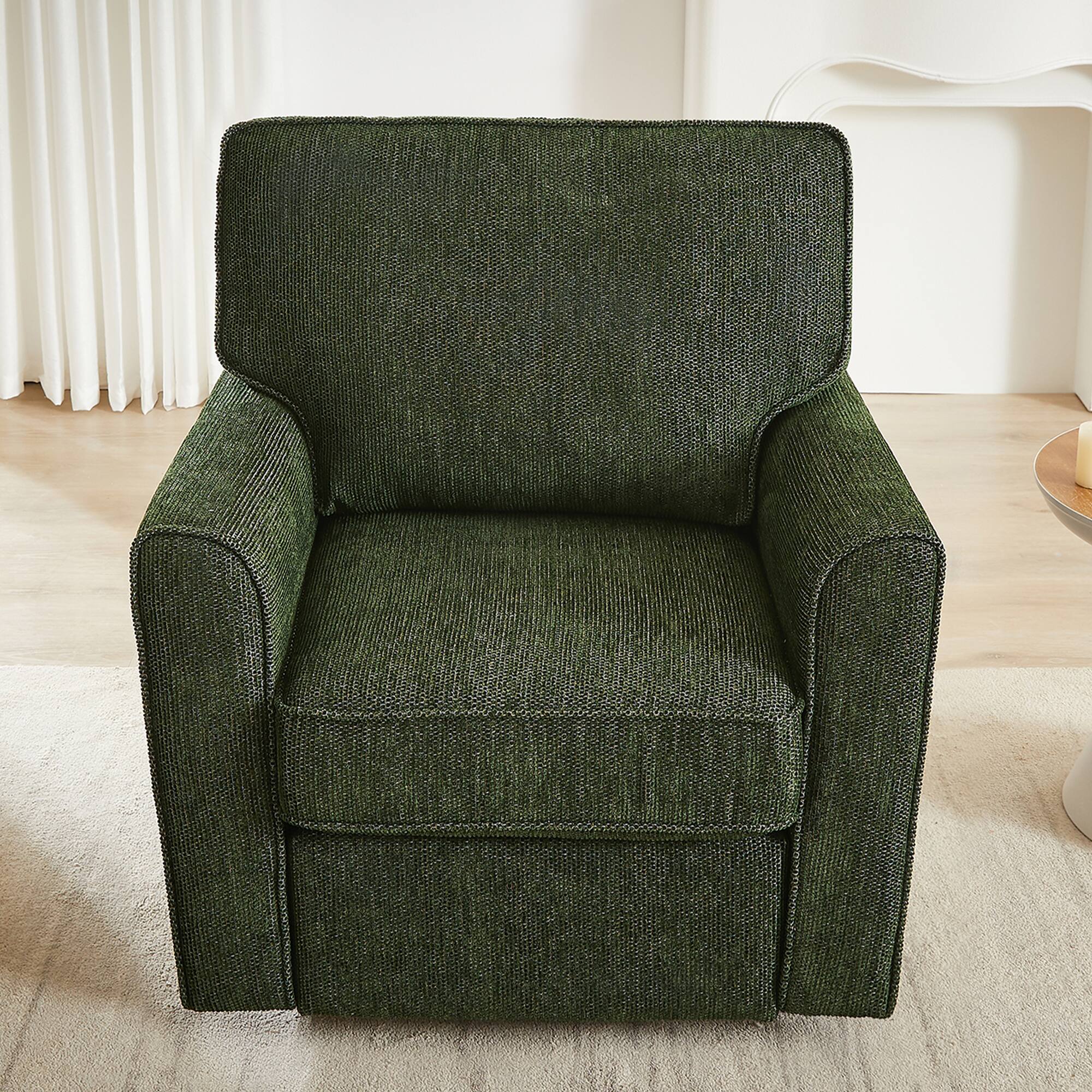 Alt View 6. Bestier - 360° Swivel Green Accent Chair with Side Pockets, Upholstered Chenille Armchair Sofa for Bedroom Office Living Room - Green.