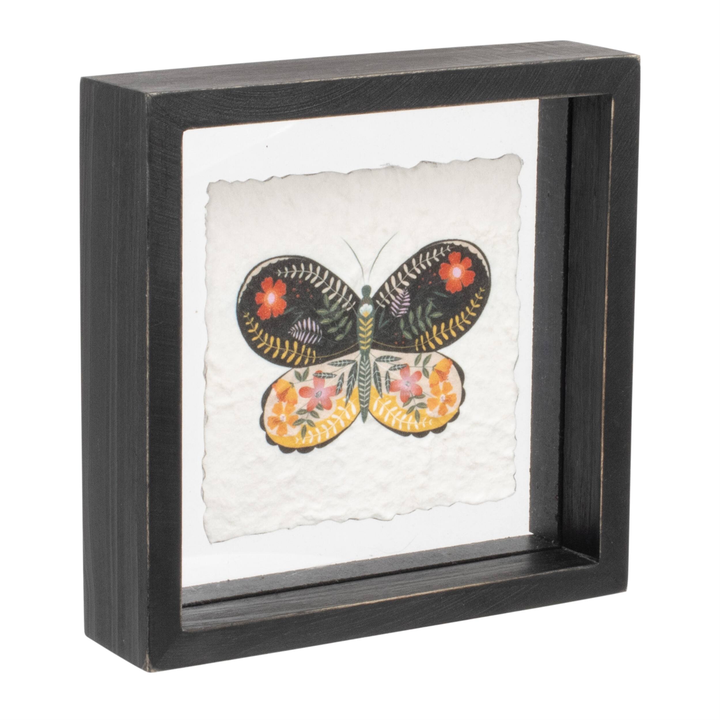 Back. BreeBe - Framed Butterfly Block (Set of 2) - Black, White.
