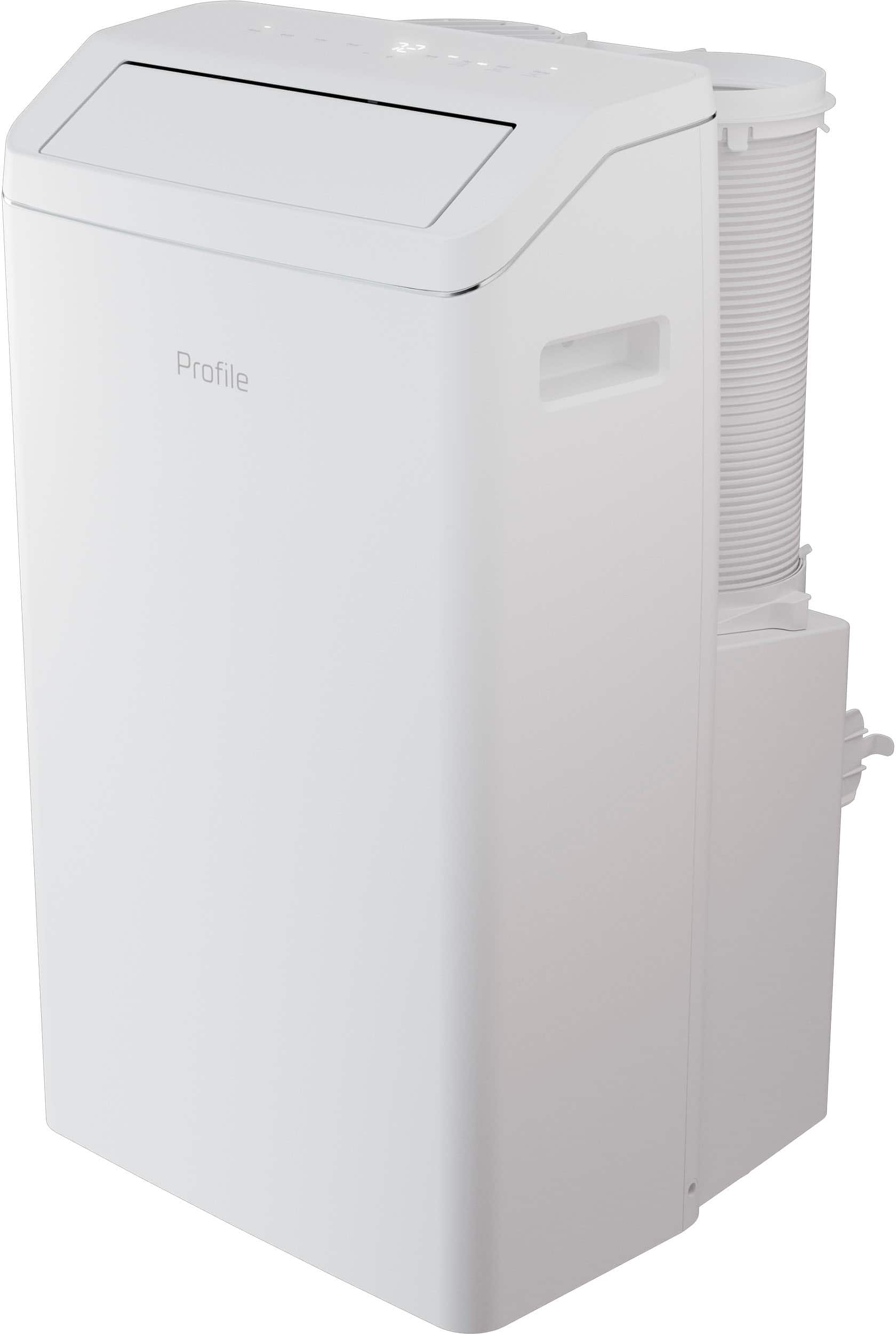 Left. GE Profile - 450 Sq. Ft. 10,000 BTU Smart Portable Air Conditioner with Inverter Technology for Energy Savings - White.