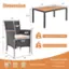 Dimension: 59" x 36" x 29.5" x 20" x 18.5" x 26" x 35" x 18.5" x 165 lbs. Load Capacity of Tabletop: 18.5" x 17.5" x 400 lbs. Load Capacity of Each Chair: 24" TLR 24" x 24" x 400 lbs. Package Includes: 1 X Patio Table and 6 X Patio Chairs.