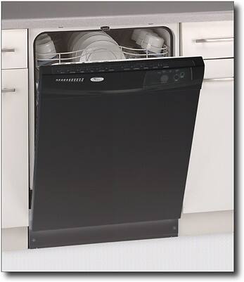 Angle Standard. Whirlpool - 24" Built-in Super Capacity Dishwasher - Black on Black.