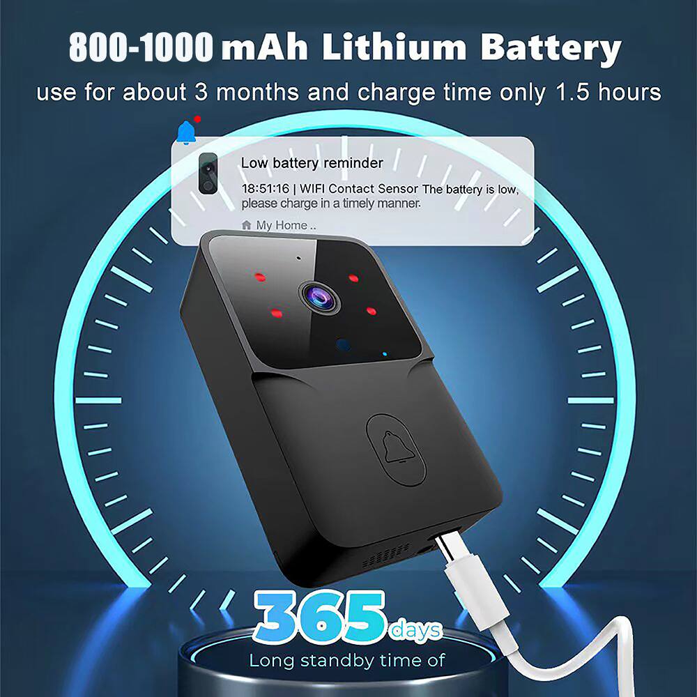 800-1000 mAh Lithium Battery  
use for about 3 months and charge time only 1.5 hours  

Low battery reminder  
18:51:16 | WIFI Contact Sensor  
The battery is low, please charge in a timely manner.  
My Home...  

365 days  
Long standby time