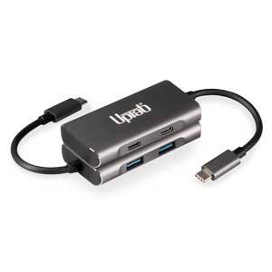 Alt View 3. UPTab - 4-Port USB-C Hub (10Gbps) with Dual USB-C and Dual USB-A Ports - Gray.